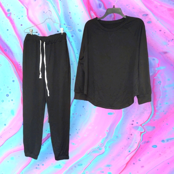 None Pants - *FINAL SALE* NWOT Black Loungewear Top & Bottom Set Size M